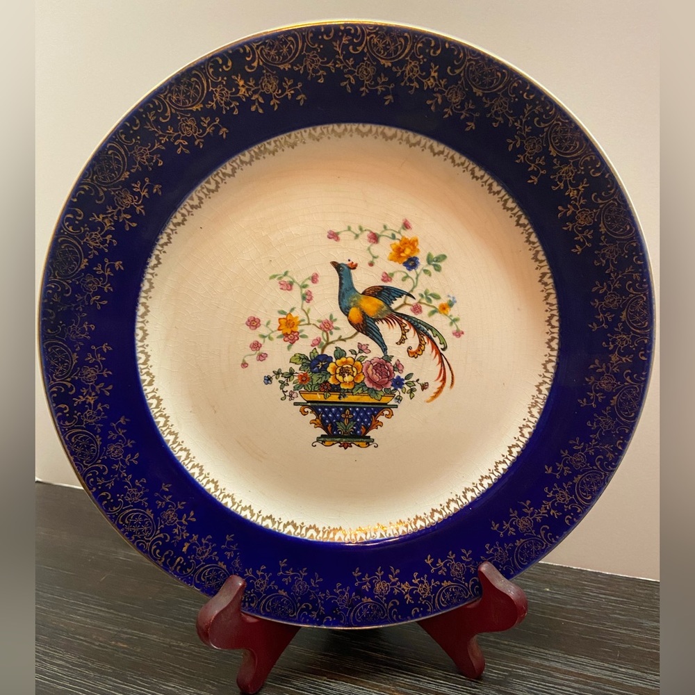 Century By Salem Colorful Bird of Paradise and Basket of Flowers 10” Platter